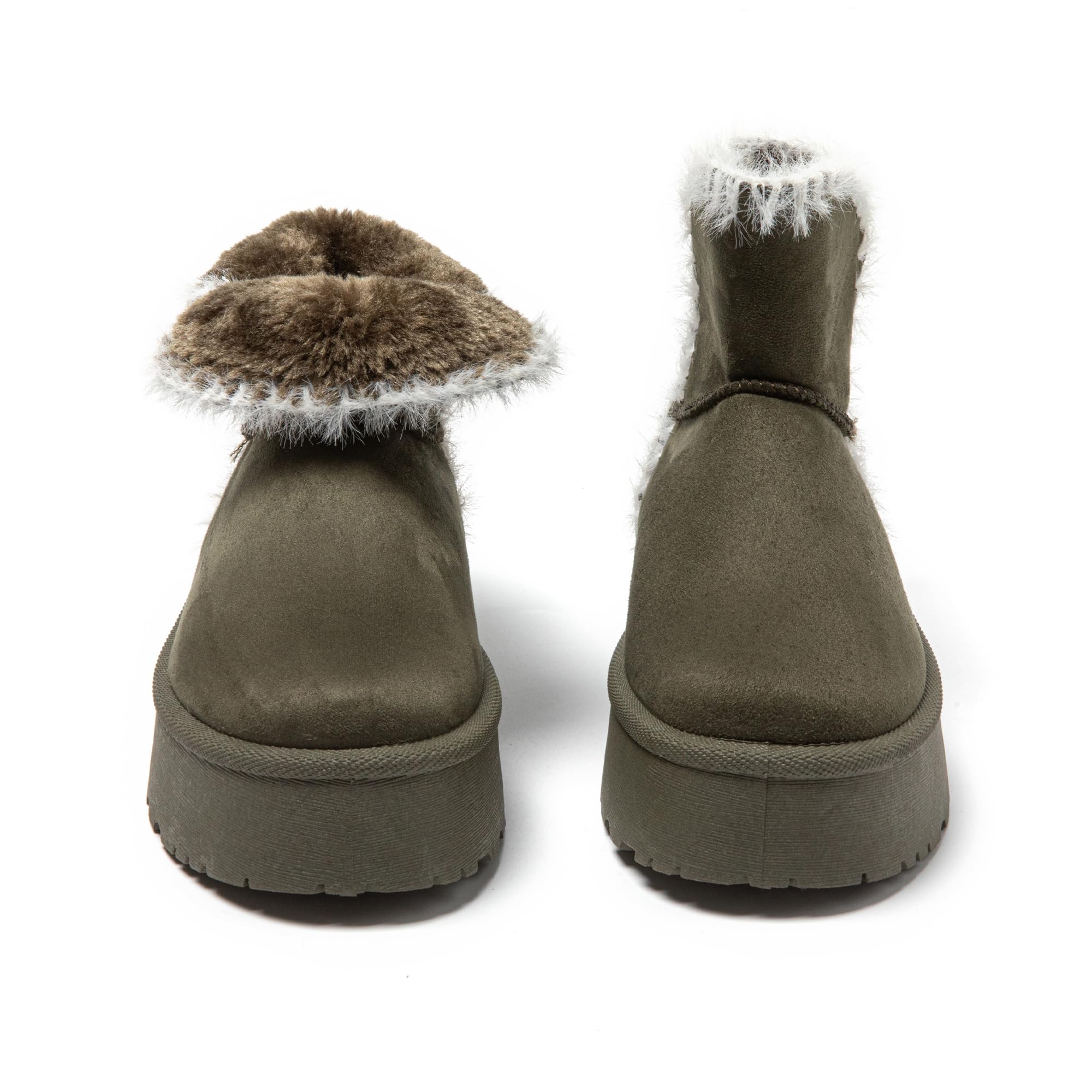 JOMIX Botas Mujer Invierno con Plataforma Botas Nieve Mujer Clásicas de Piel Sintética con Peluche