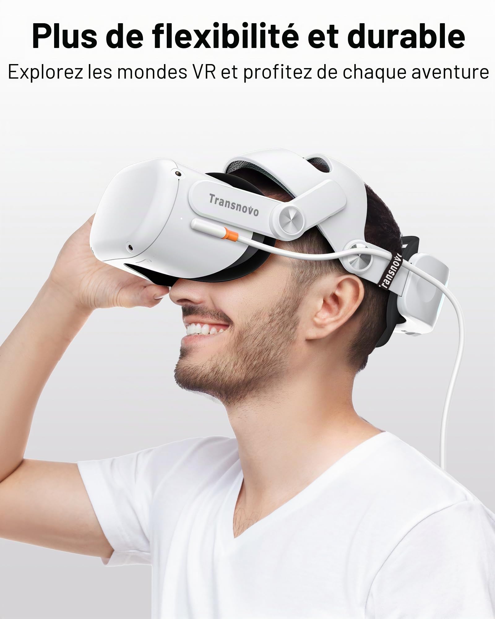 TRANSNOVO Câble Link USB 3.2 A vers C, 5M Compatible avec Meta Quest 3/2/Pico 4 et PC/Steam VR Accessoire, 5Gbps Haute Vitesse de Transmission de Données pour Casques de Réalité Virtuelle（Orange）