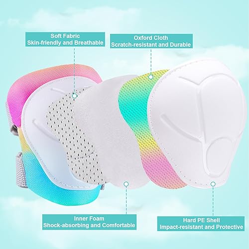 Miniatura 4 de Lemmeko Rodilleras para niños, juego de rodilleras y coderas duraderas para niños y niñas de 3 a 8 años, cómodas rodilleras y coderas para patineta,