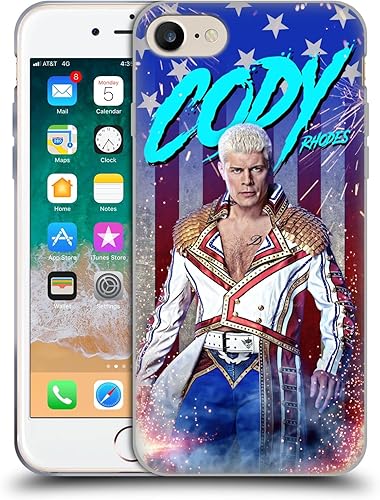 Miniatura 49 de Head Case Designs Funda de gel suave con licencia oficial de la WWE American Nightmare Flag Cody Rhodes Graphics compatible con Apple iPhone 7