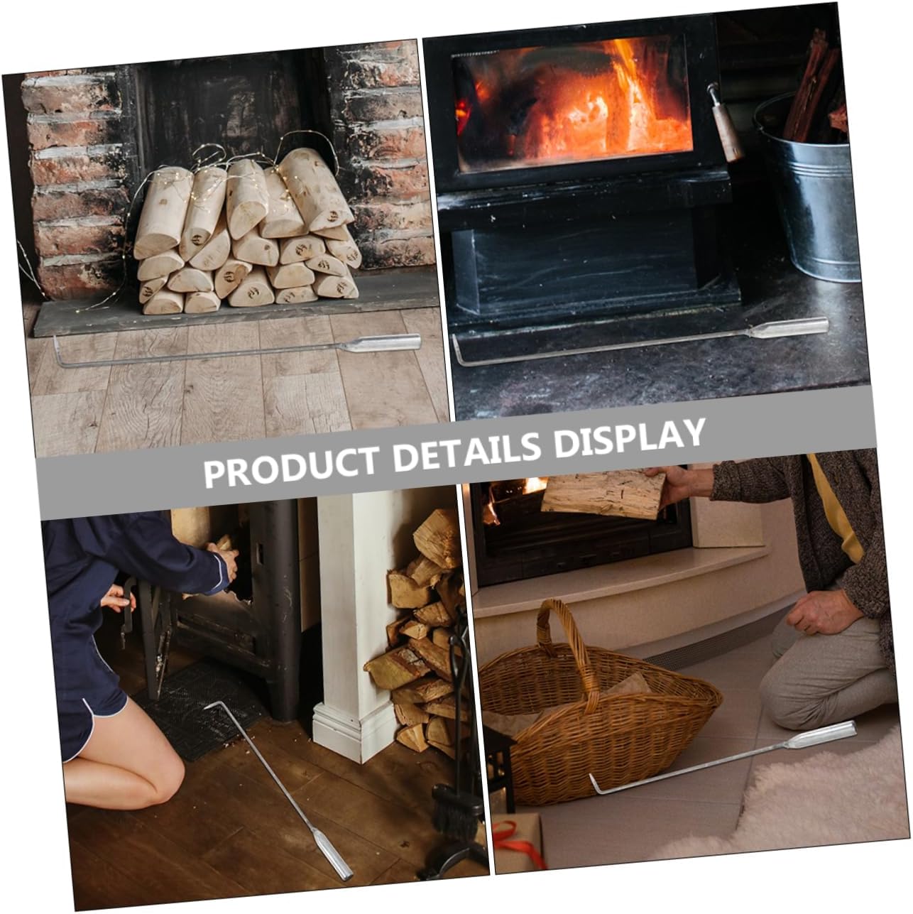 YARNOW Fireplace Poker Handheld Steel Fire Pit Tool for Camping Hiking