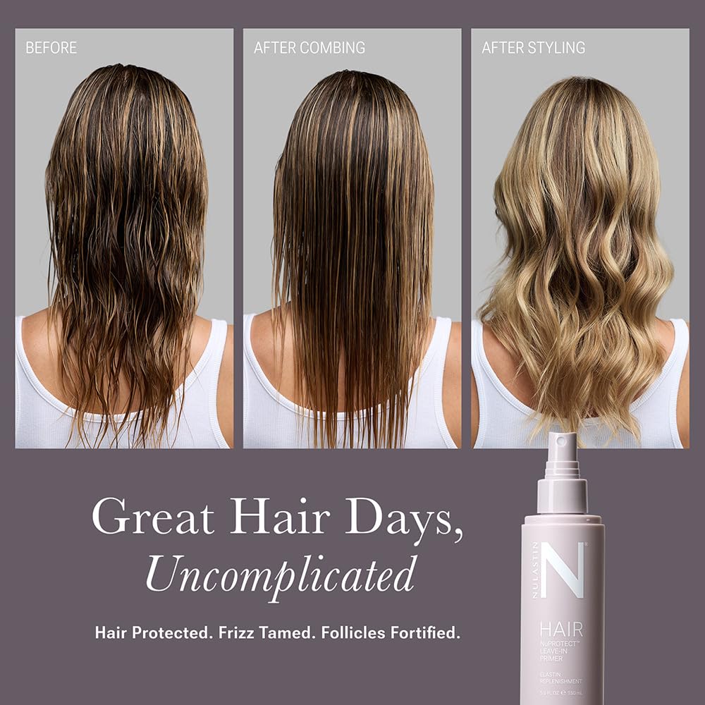 NULASTIN NuProtect Leave In Conditioner Spray - Silicone-Free Heat Protectant, Detangler Spray, Split Ends Hair Treatment & Styling Primer - Color-Safe Formula with 24HR Frizz Control (5 Fl Oz) - Image 5
