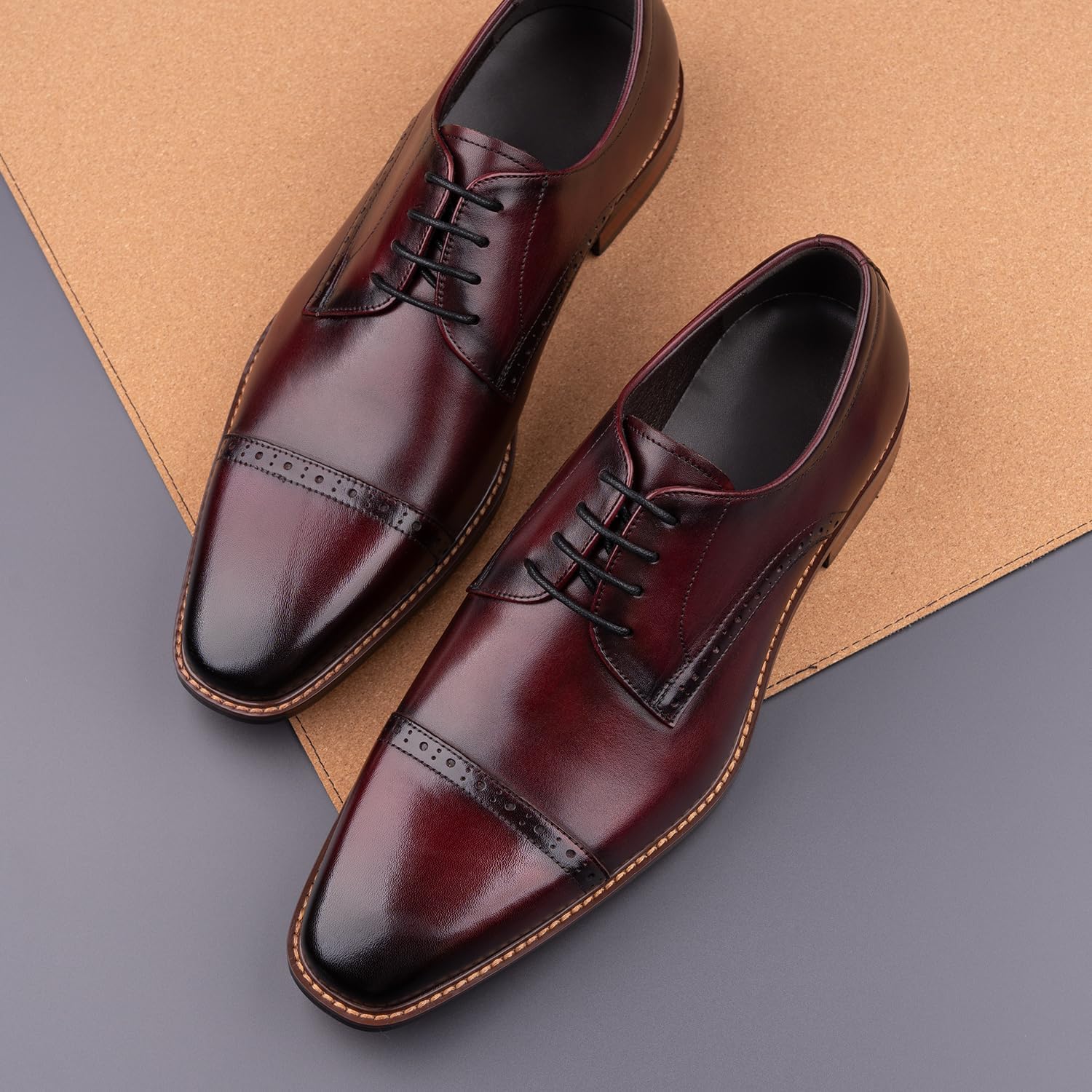 Premium Men's Genuine Leather Oxford Dress Shoes - Handcrafted Formal Business Lace-Up Shoes for Office & Professional Occasions