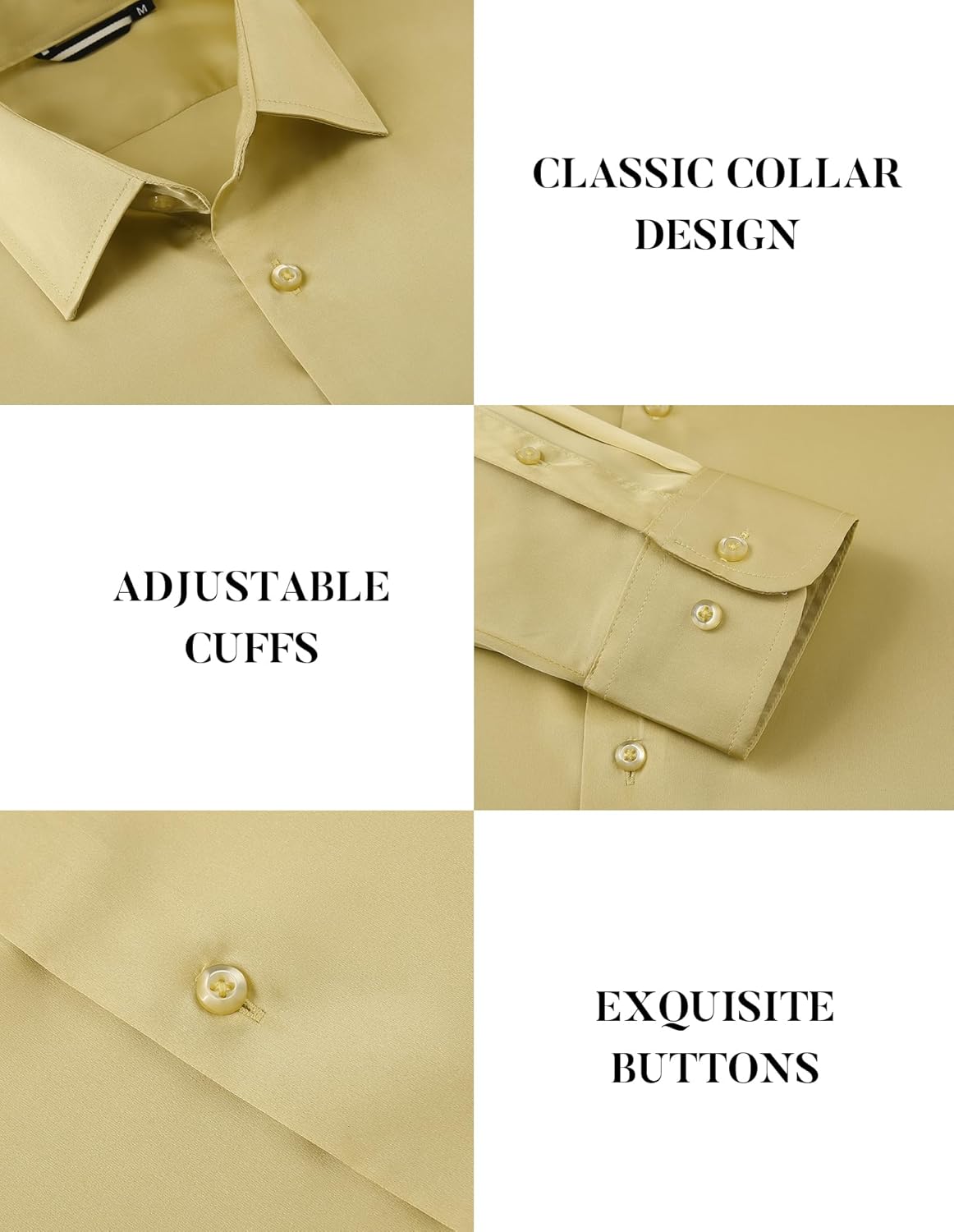 Damipow Satin Silk Mens Dress Shirts Long Sleeve Button Up Shirt Wedding Party Prom Shirt