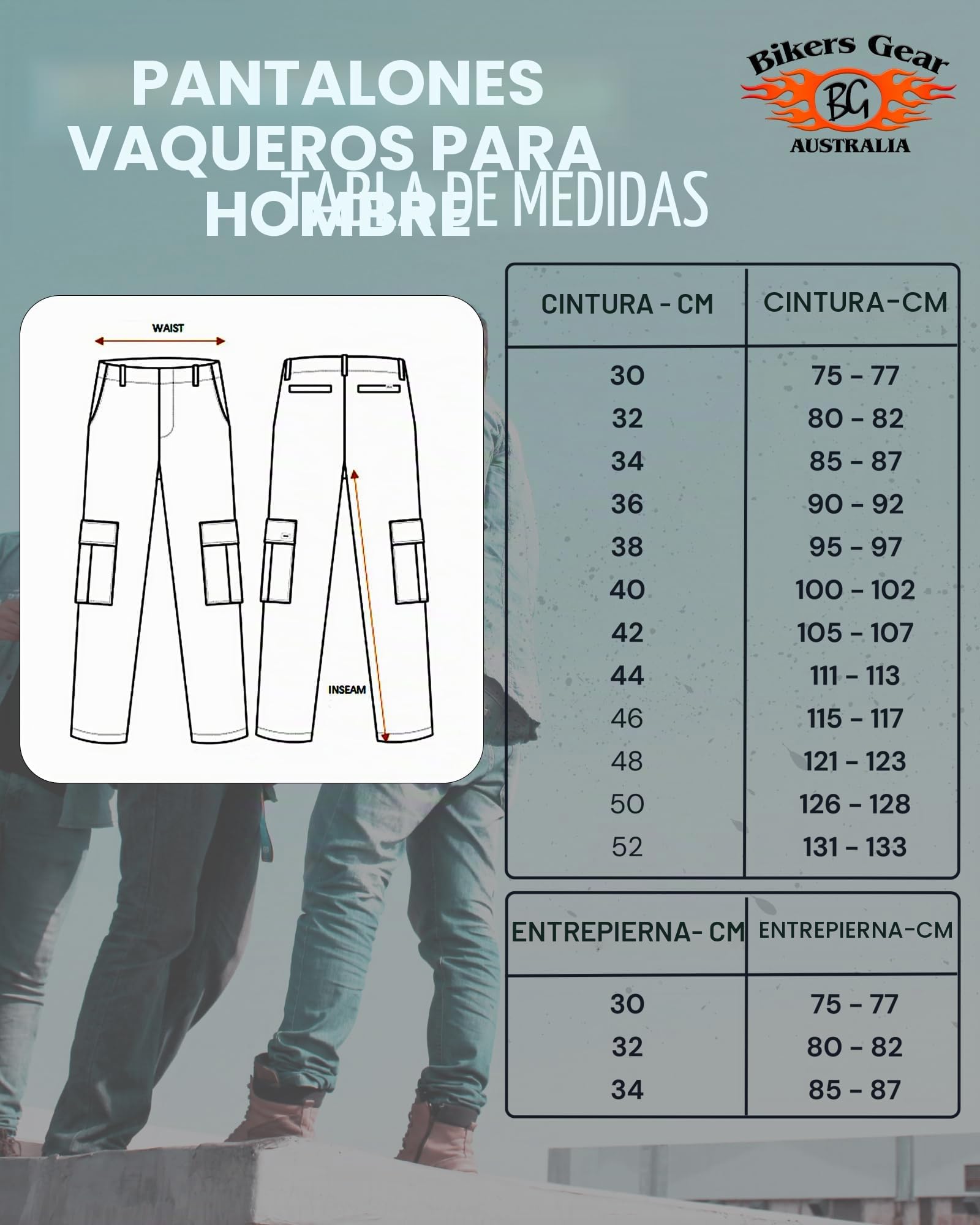 Bikers Gear Australia - Vaqueros de Motocicleta Modernos Estilo Chino con Forro Kevlar, con protección CE 1621-1
