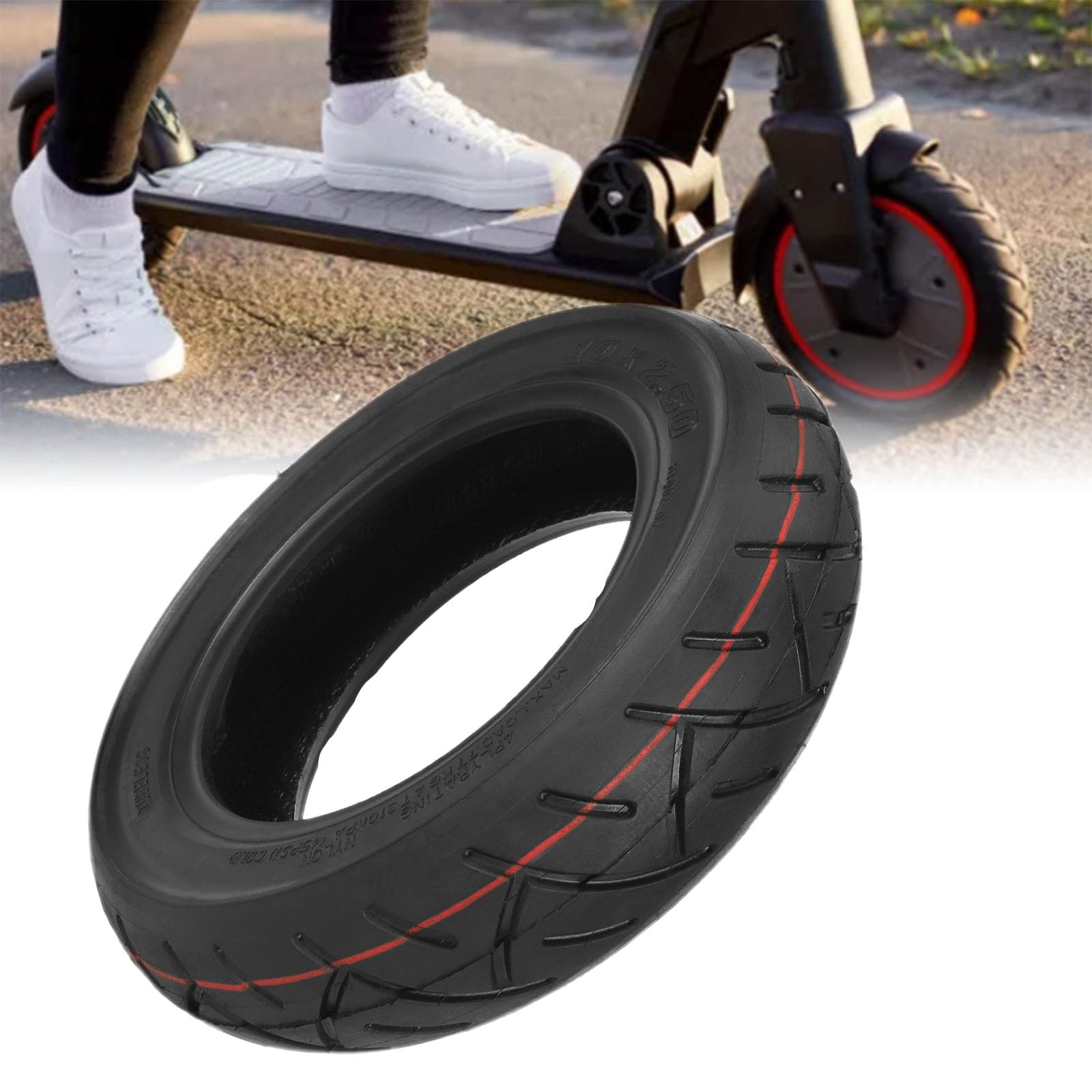 Pneumatico per Scooter Fuoristrada tubeless da 10 * 2,50, Ruote di scorta Antiscivolo tubeless per Scooter Elettrico da 10 Pollici per Pneumatici di Ricambio da 10 Pollici per Monopattino elettri