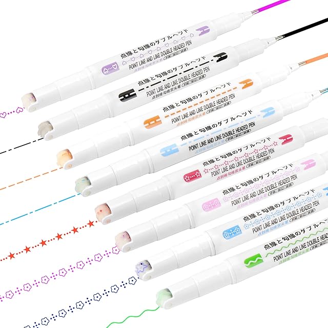Homgaty 8 PCS Curve Highlighter Pen Set, Colourful Curve Highlighters, Dual Tips Mini Highlighter Set Pastel Pens Journal Planner Pens for Arts Schools, Offices, Students