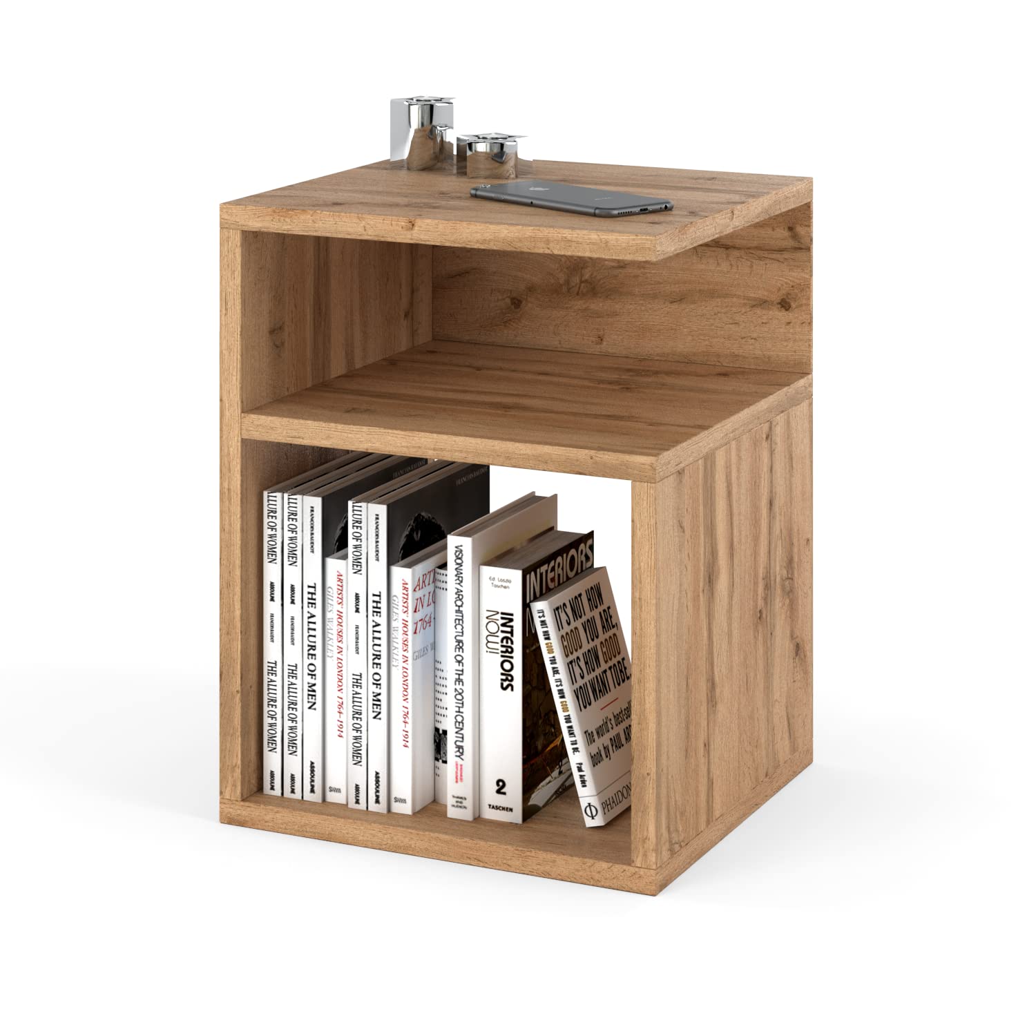 MRBLS Nachttisch 2er Set Boxspringbett Nachtschrank Nachtkommode Modern Möbel ohne Schubladen für Ihr Schlafzimmer, Wohnzimmer Beistelltisch Einfacher Sofatisch (Wotan) – 32 x 40 x 30 cm (B/H/T)