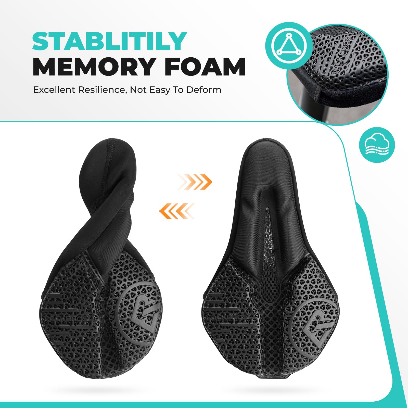 ROCKBROS Housse de Selle de Vélo Gel Rembourrage de Selle de Vélo 3D, avec Protection de Selle Imperméable, Housse de Selle de Vélo pour Vélo de Course VTT, Noir