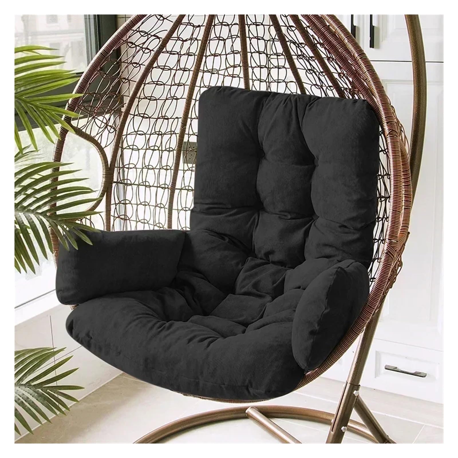 RRYPBOVG Hanging Chair Cushion Thickened Hanging Basket Cushions Hammock Chair Egg Chairs Swing Seats Cushion Backrest Pillow Cojines Decorativos(Black)