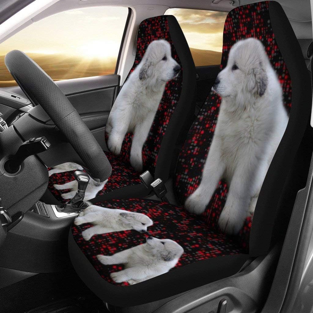 Great Pyrenees Dog with Red Dots Print Car Seat Coves