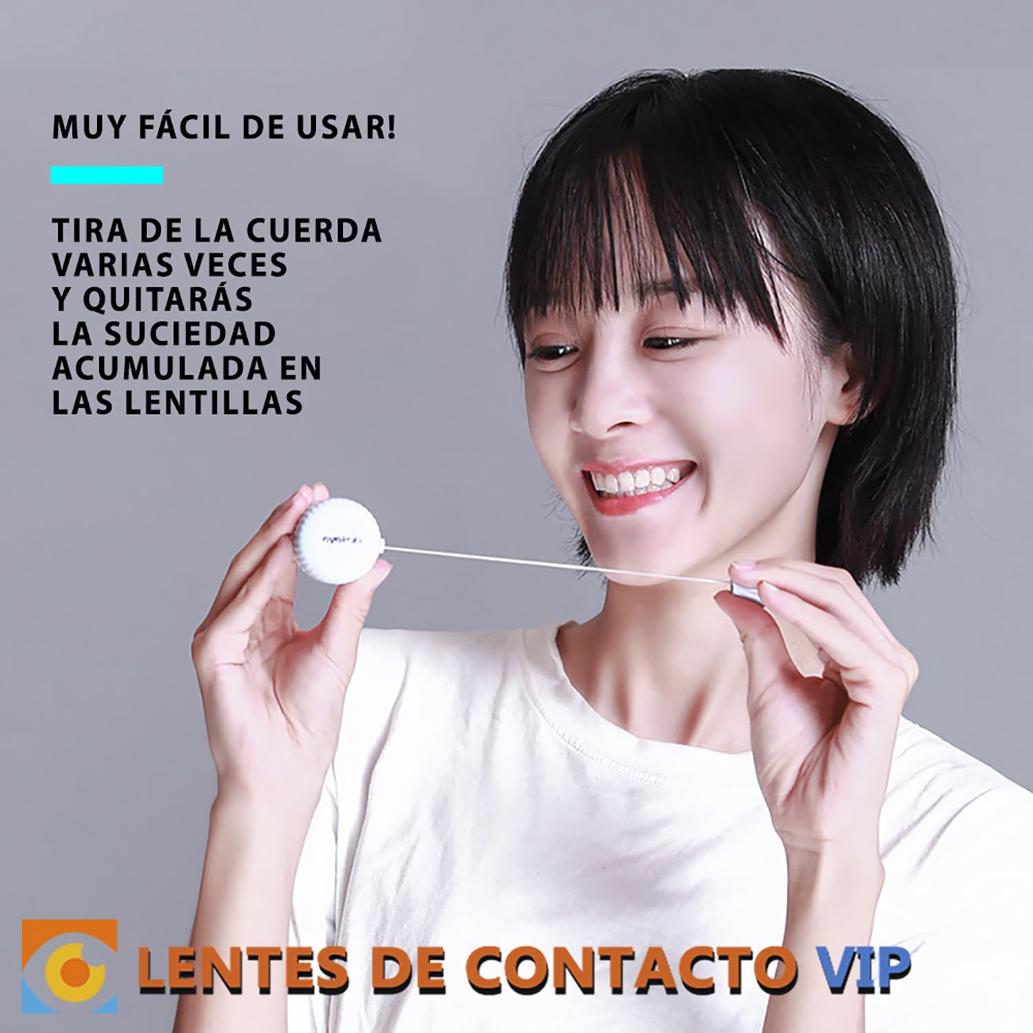 Limpiador de lentillas manual color rosa Dispositivo portátil para limpieza diaria elimina fácilmente las proteínas y las partículas acumuladas en los lentes de contacto No usa pilas ni batería