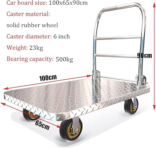Miniatura 8 de Plataforma de camiones con plataforma de empuje manual con ruedas silenciosas, carretilla de plataforma plegable, para carga y almacenamiento, carga
