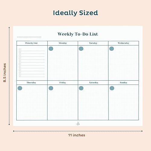 Miniatura 2 de Nook Theory Planificador semanal de tareas de 8.5 x 11 pulgadas, 52 páginas sin fecha, bloc de notas de lista de tareas pendientes para todo el año,