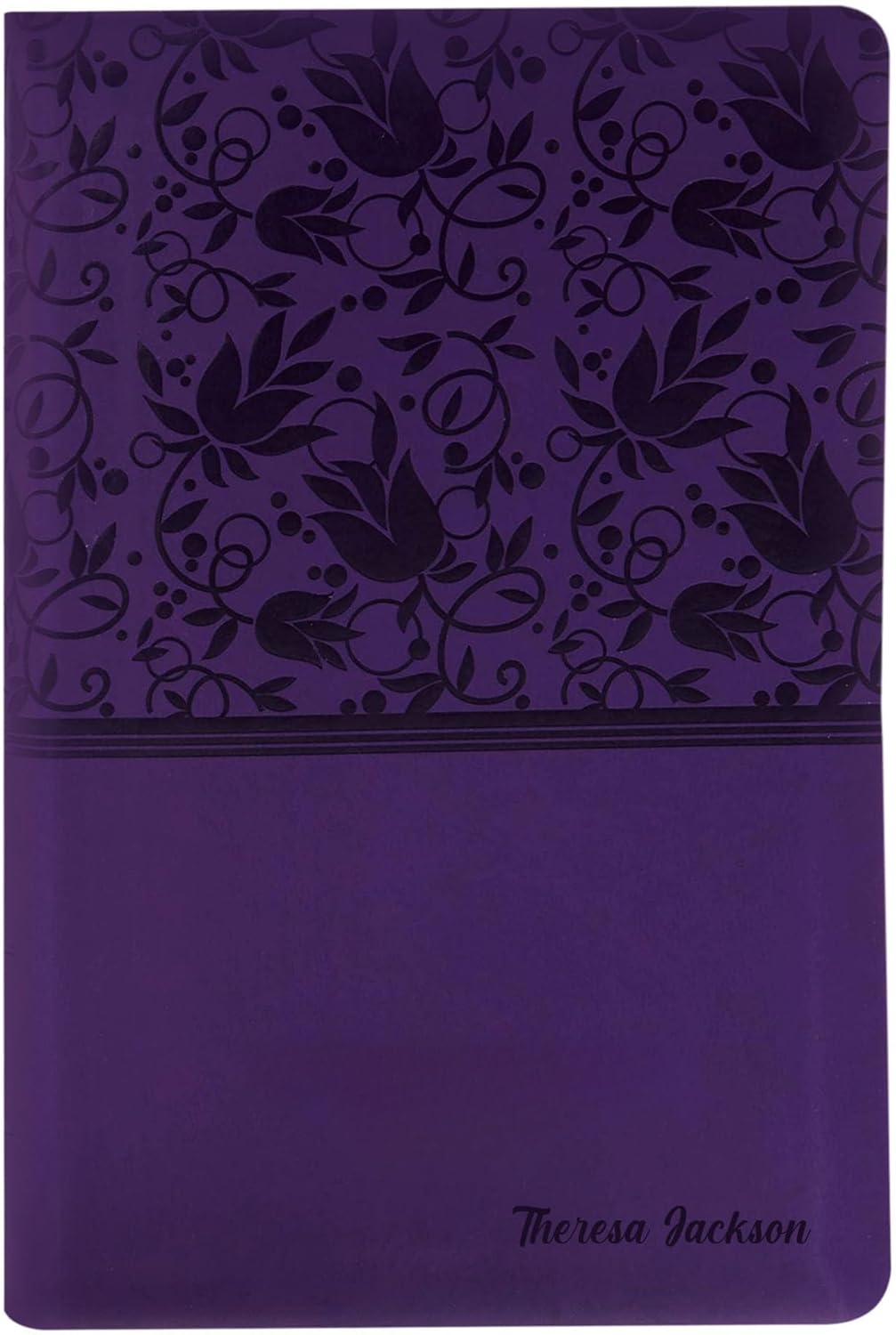 MerchSalad Personalized KJV Reference Holy Bible Purple Faux Leather Large Print Size with Index Tabs | Custom Name at the Lower Right Side | Gift for Christian & Religious Celebrations