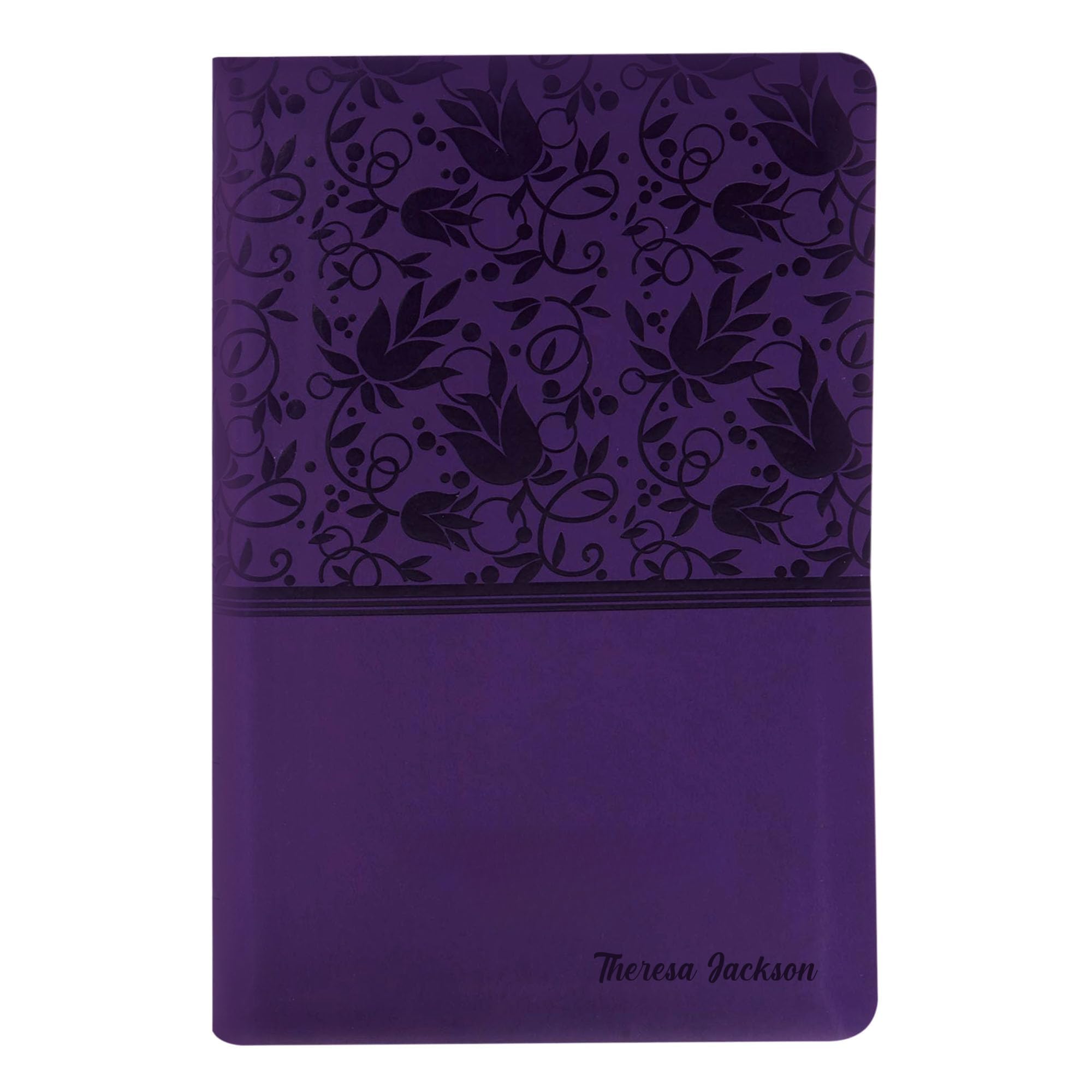 MerchSalad Personalized KJV Reference Holy Bible Purple Faux Leather Large Print Size with Index Tabs | Custom Name at the Lower Right Side | Gift for