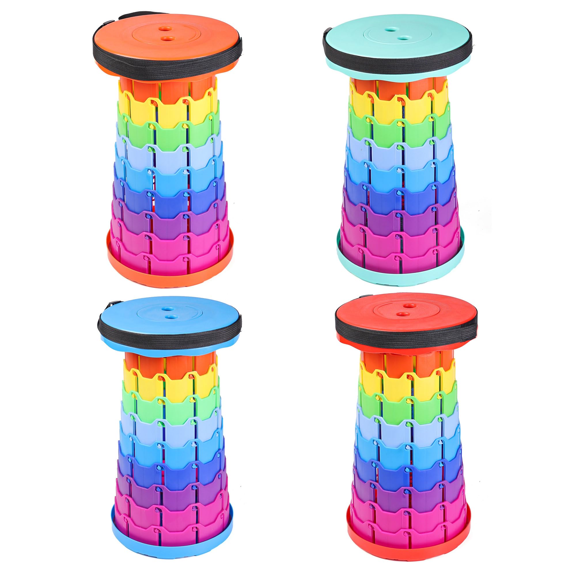 Collapsible Portable Telescopic Stool,Camping Folding Stool,Adjustable Height Retractable Stool, Plastic Folding Stool Fishing Chair,for Outdoor Camping BBQ Hiking Garden & Home (4 Color Set)