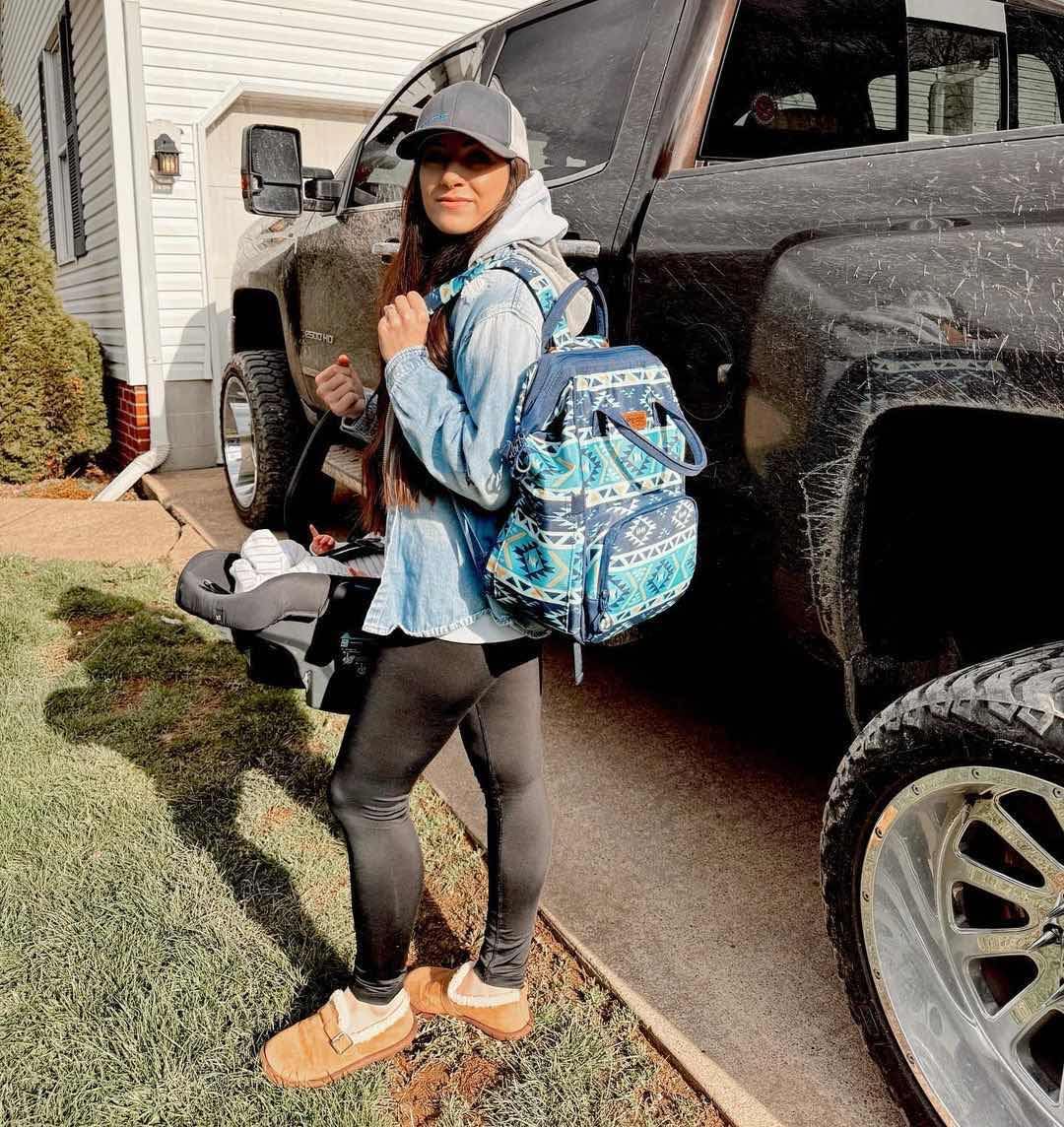 Wrangler Aztec Backpack Organized Daypack Travel Baby Bag with Stroller Strap and Side Bottle Pockets WG2204-9110NY - Image 2