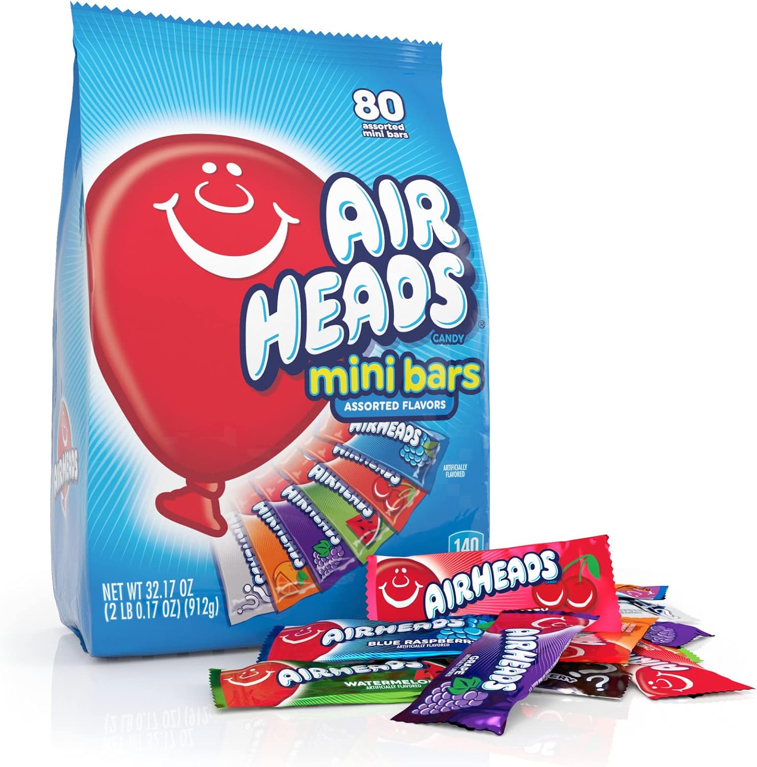 Air Heads Mini Bars- 80 pieces - Bulk Soft & Chewy Candy