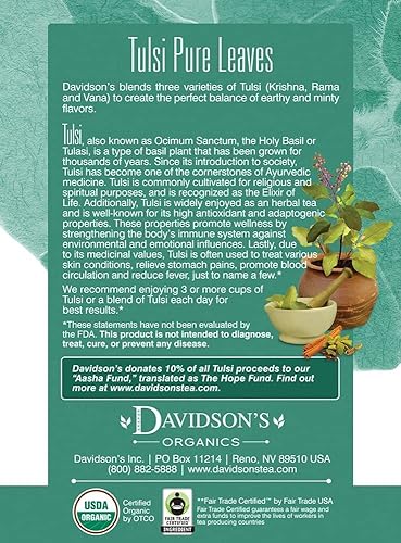 Miniatura 9 de Davidson's Tea Tulsi Rooibos Chai, bolsas de té de 25 unidades (paquete de 6))