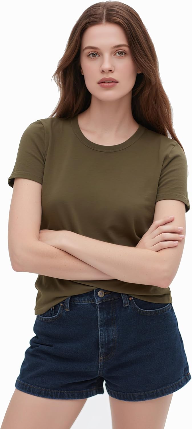 Women's 100% Merino Wool T-Shirt, Crew Neck Lightweight Moisture-Wicking Athletic Base Layer Tops for Running