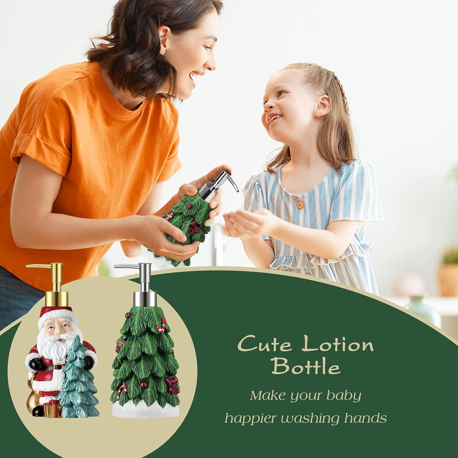 Shinowa Christmas Tree Hand Soap Dispenser, Resin Lotion Dispenser Bottle