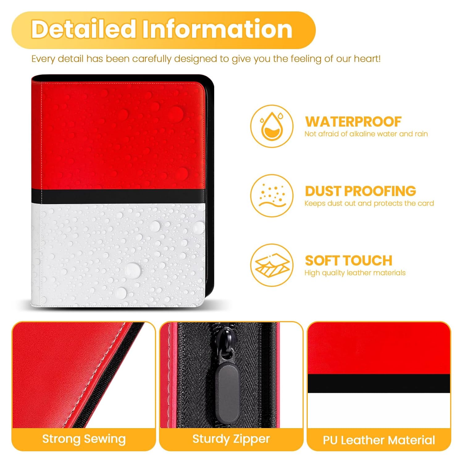 Hoiock Trading Card Binder 1024 Pockets Card Binder 16 Pocket Zip Side Loading Pocket Binder with 32 Card Collection Binder for Baseball Sports Cards and Game Cards - Gifts for Boys and Girls