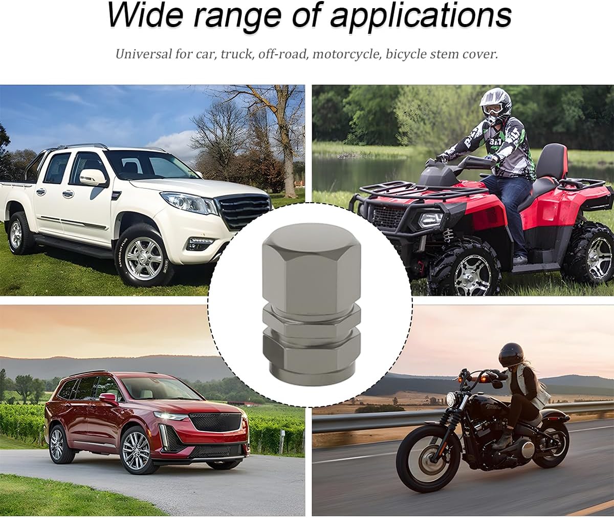 Car Tire Stem Valve Caps, 8 PCS Aluminum Alloy Valve Stem Covers, Leak-Proof Tire Cap Cover Accessories, Hexgon Style Wheel Air Valve Caps for SUV Car Bike (Gray) - Image 2