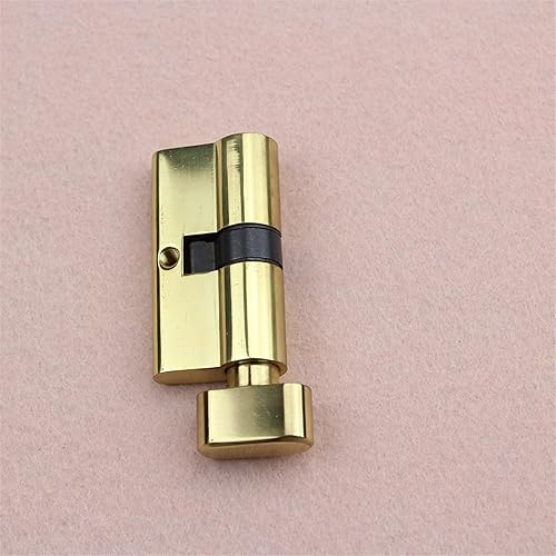 Miniatura 4 de Candado de latón chapado en oro, cerradura de puerta de cilindro para puerta de dormitorio (color bronce, tamaño del cilindro 2.756 in)