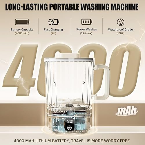 Miniatura 3 de Lavadora de ropa interior, mini lavadora portátil de gran capacidad de 2.5 litros, lavadora de ropa interior limpia en profundidad ropa pequeña para