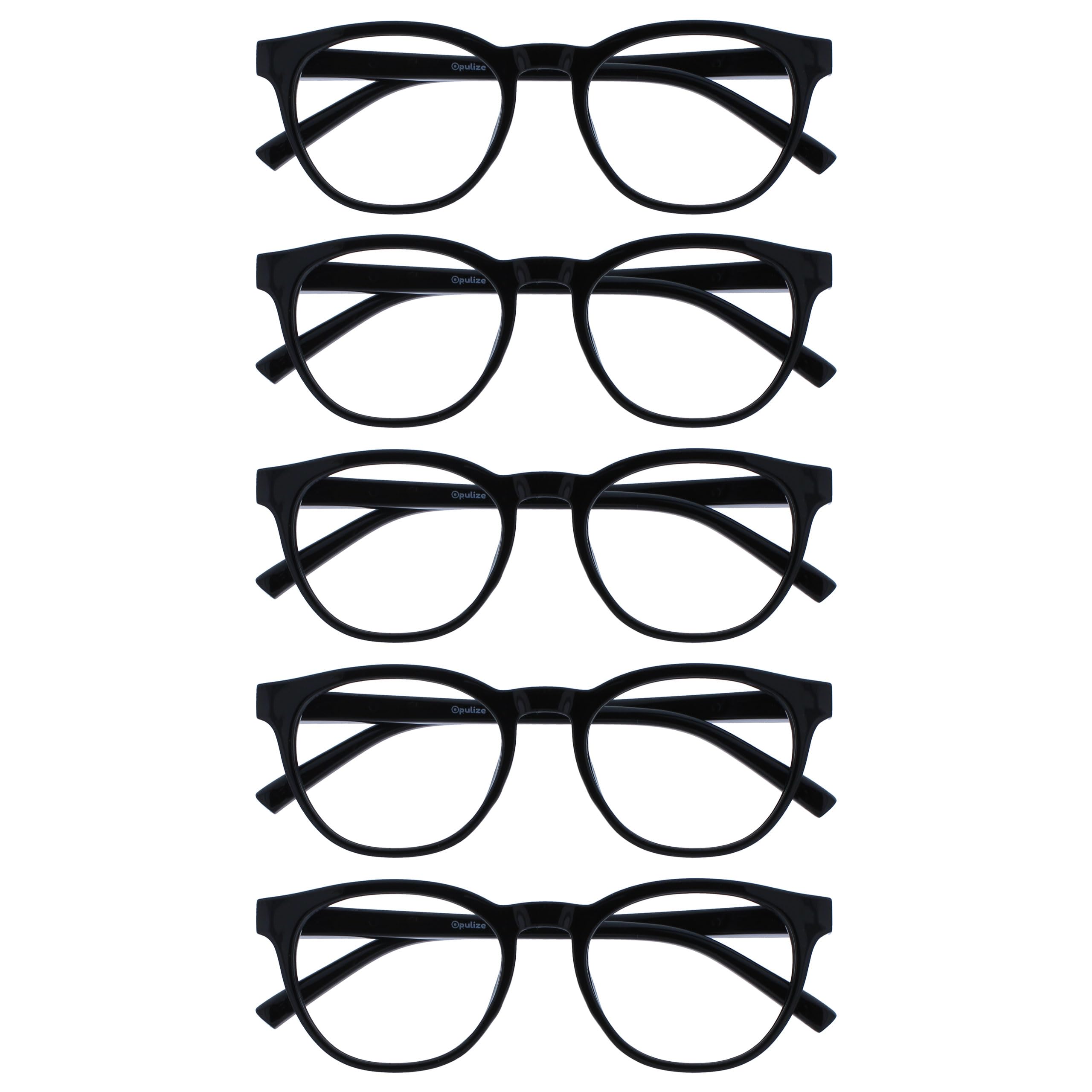 OPULIZE Blu Gafas con Bloqueo de Luz Azul Montura Redonda Negra Gris Carey Bisagras de Muelle Mejoran el Sueño Ordenador Gaming Antirreflejante Hombre Mujer B5-W +0.00 — view 25