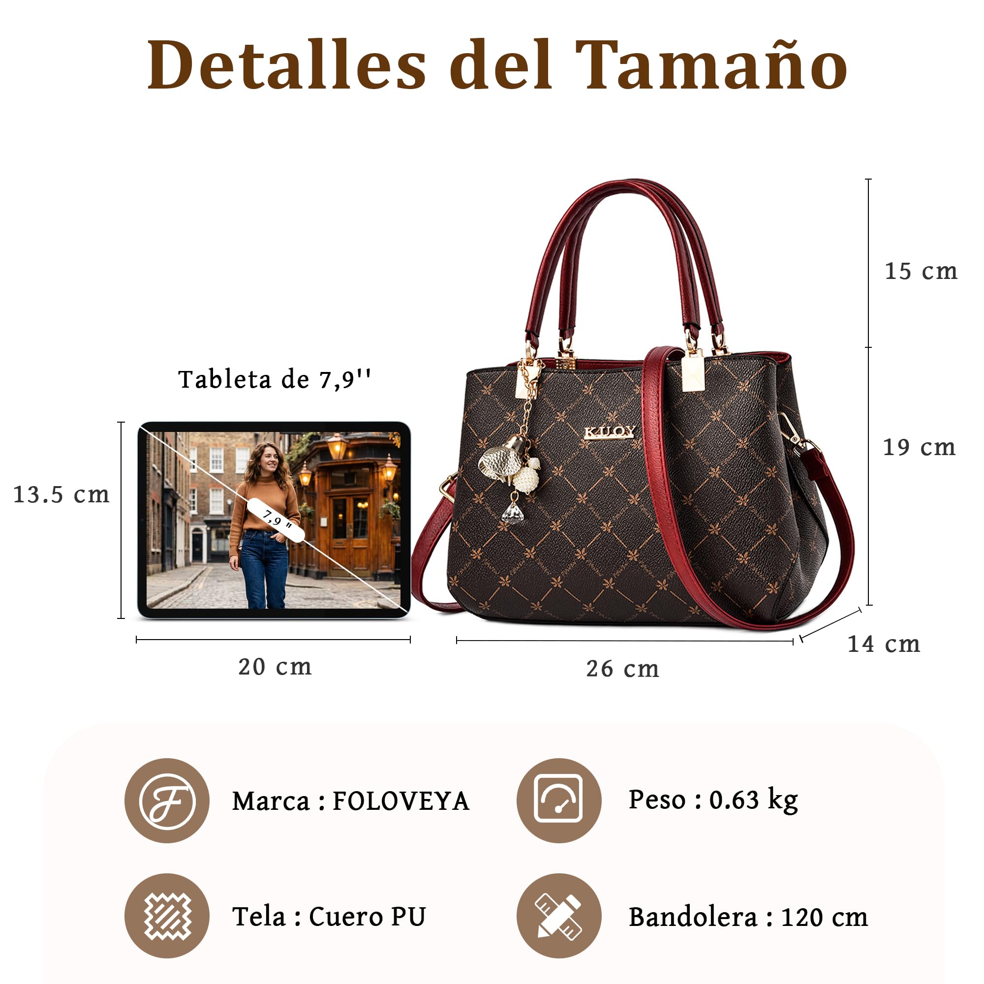 Bolsos de Mujer Moda Bolso de Mano con Estampado de hoja de arce Piel PU Bolso Bandolera Shopper Bolsos de Hombro con colgante para Trabajo Viajes Compras