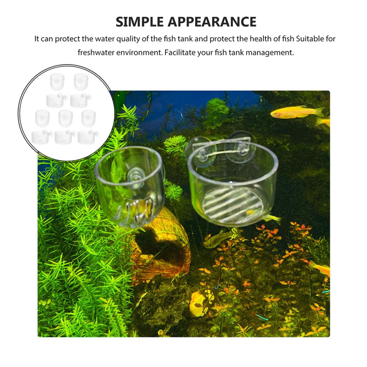Happyyami 4 Juegos Copa De Plantas Acuáticas Sembradora De Ventosas Tanque Aqua Plant Decoración Pecera Etiqueta Rejilla Pecera Ventosas Maceta Jardinera Flotante para Acuarios 10 Uds * 4