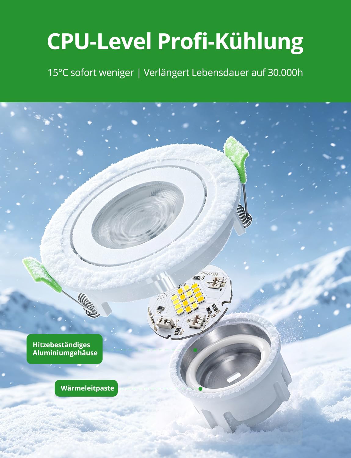 HOMEOW LED Spots 230V 72mm – 80mm Lochmaß, Austauschbar LED-Modul-Design | Schwenkbar Einbauleuchten Dimmbar 6W, 2700K 4000K 6000K IP44 für Badezimmer, Weiß 10er Set + 1 Ersatzlichtquelle