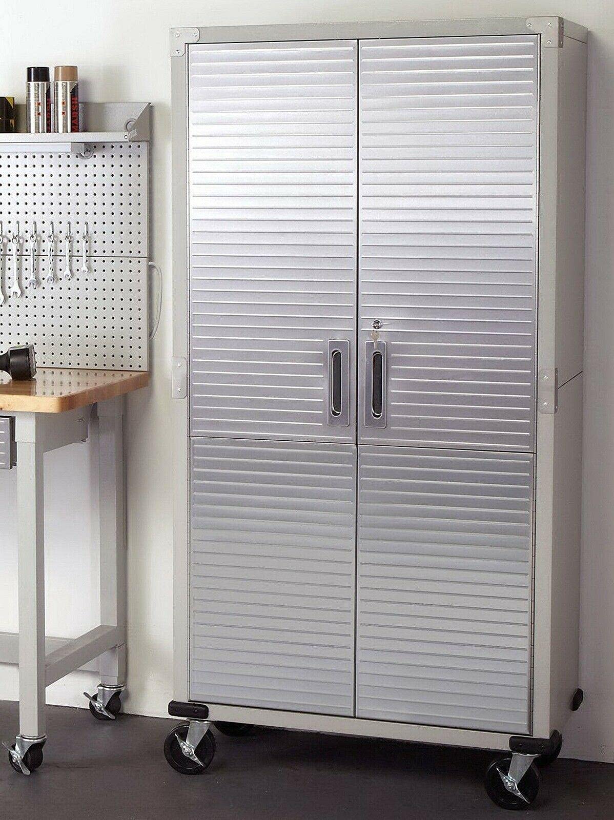 72" Tall Metal Rolling Storage Tool Locking Stainless Steel