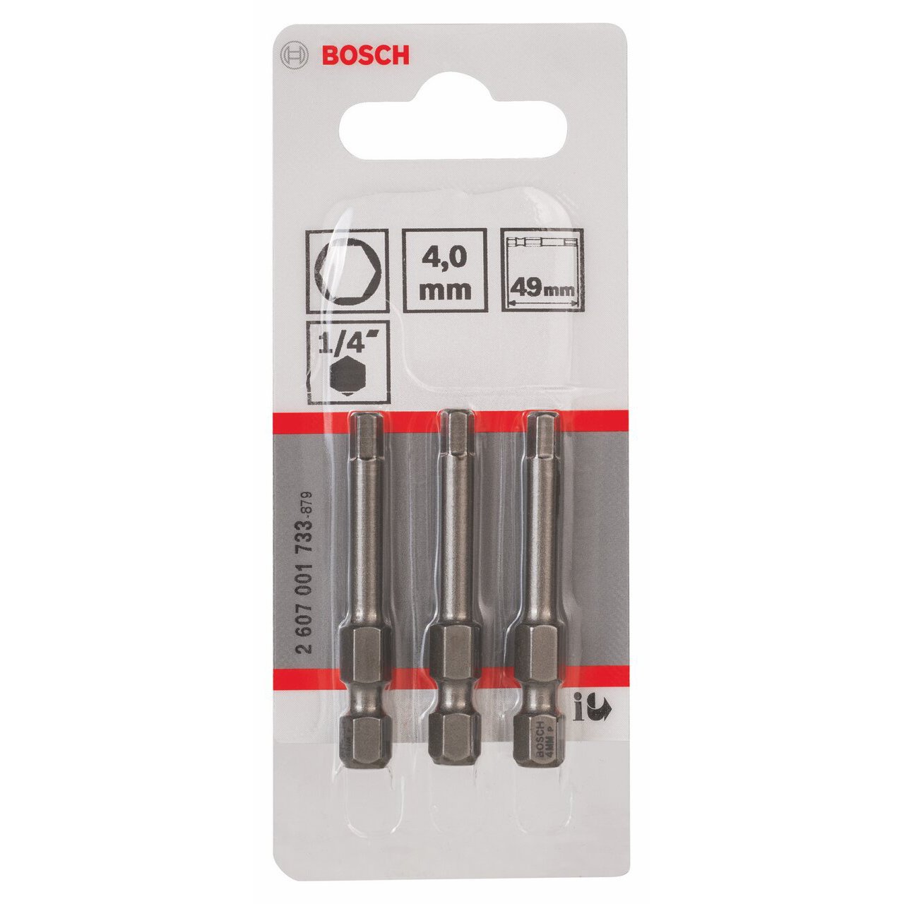 Bosch Accessories Bosch Professional Bit Ekstra Sert Altıgen Vidalar için (HEX4, Uzunluk: 49 mm, 3 Adet)