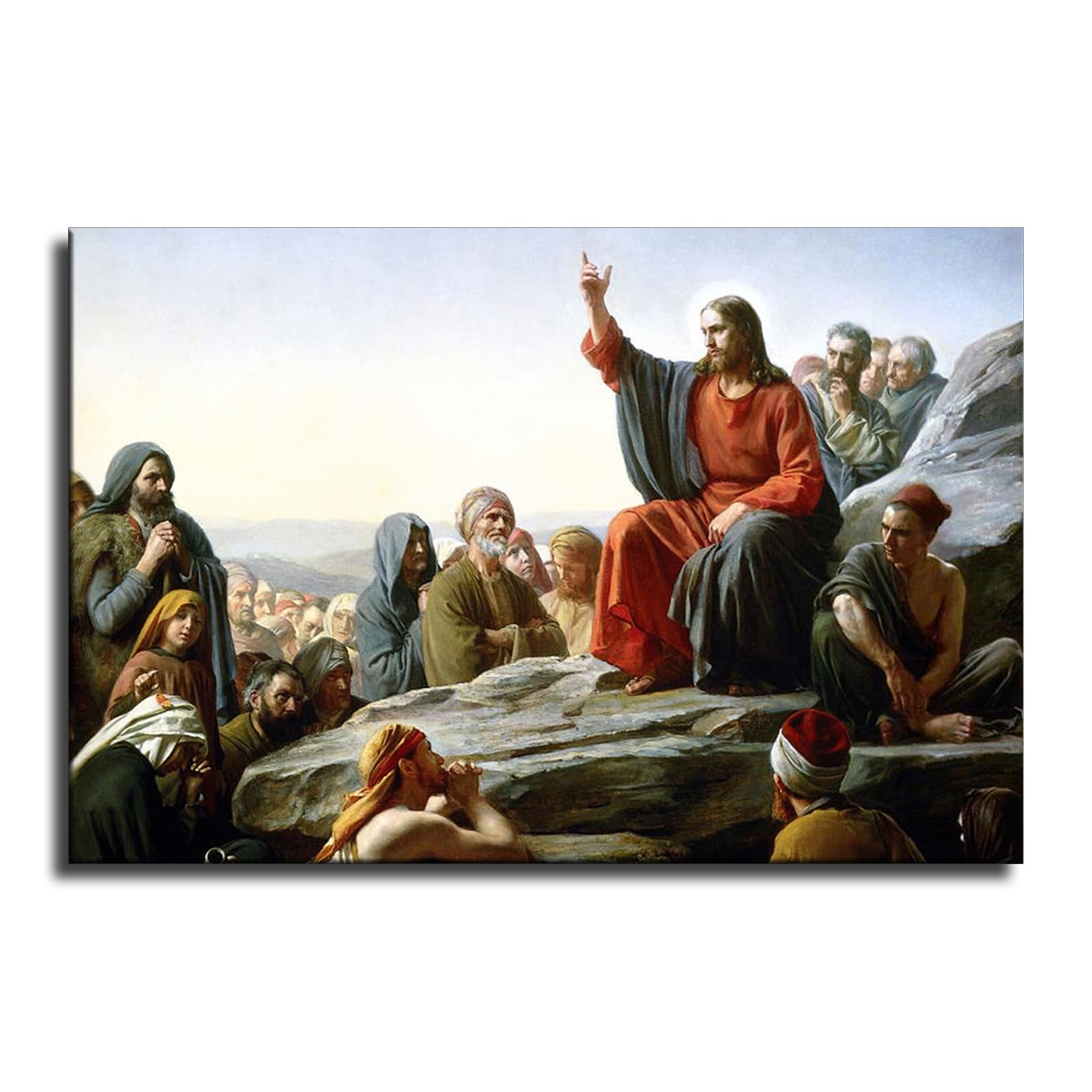 QUTBAG Jesus Sermon On The Mount Canvas Wall Art Set – 3 Piece Modern Abstract Bible Verse Prints, 16x24 In Unframed
