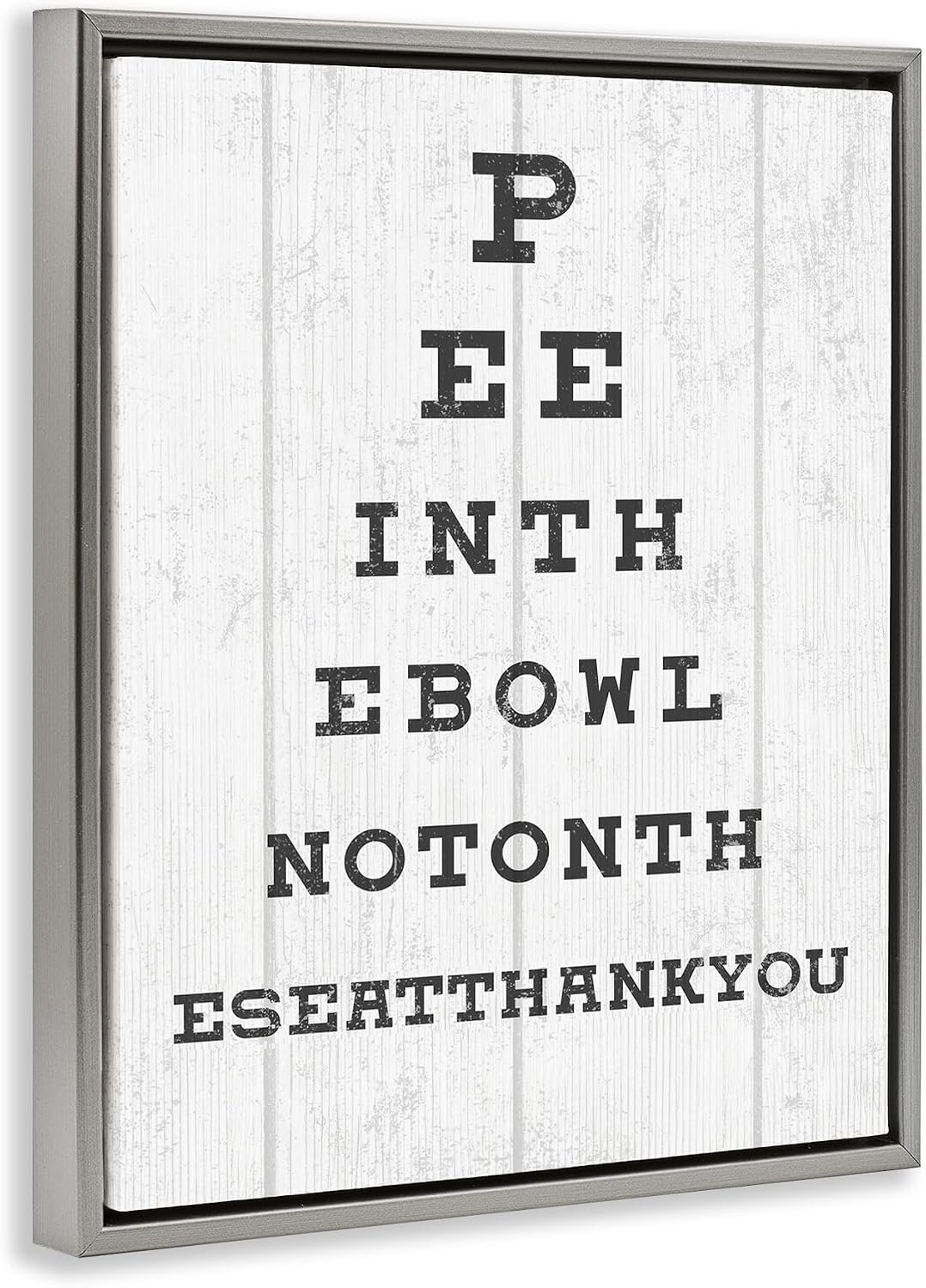 Stupell Industries 'Pee in the Bowl Eye Chart', Floating Frame Canvas Art, Gray, 25 x 31 Inches, Easy to Hang and Sturdy, Made in USA, by Lil' Rue