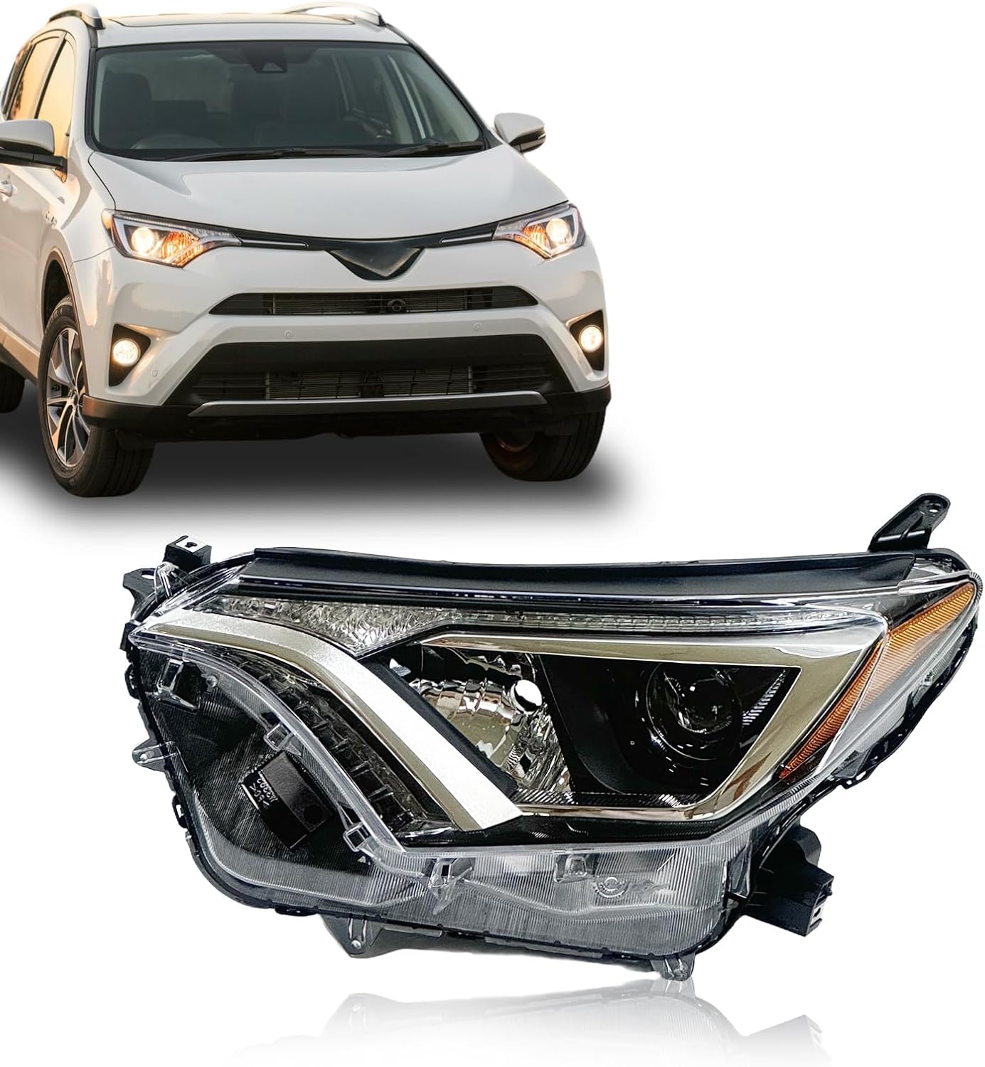 Headlight Fit For 2016 2017 2018 Toyota Rav4 HeadLamp (Left Drive) LH 8115-00R080 RV17A01-1L LOW