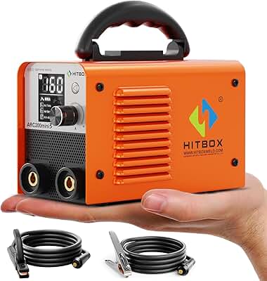 HITBOX Soldador Inverter Ultra Mini 2 en 1 ARC con Lift TIG, Pantalla LED Digital, Máquina de Soldar Inverter IGBT DC, Hot Start, Arc Force, VRD (ARC200mini3)