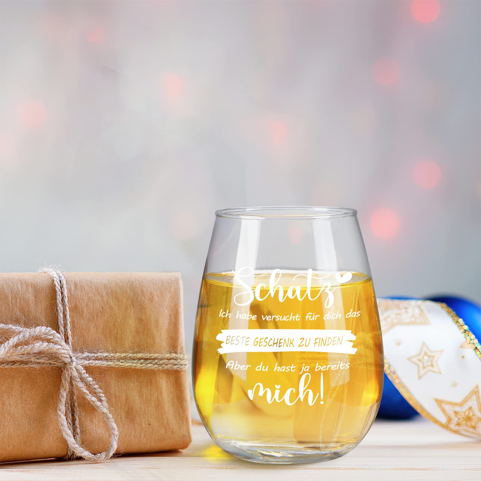 Bicchiere Da Vino Con Incisione 'Ich Liebe Dich' - Regalo Romantico Per Lui O Lei Per San Valentino, Anniversario, Compleanno - Capacità 17oz - 2