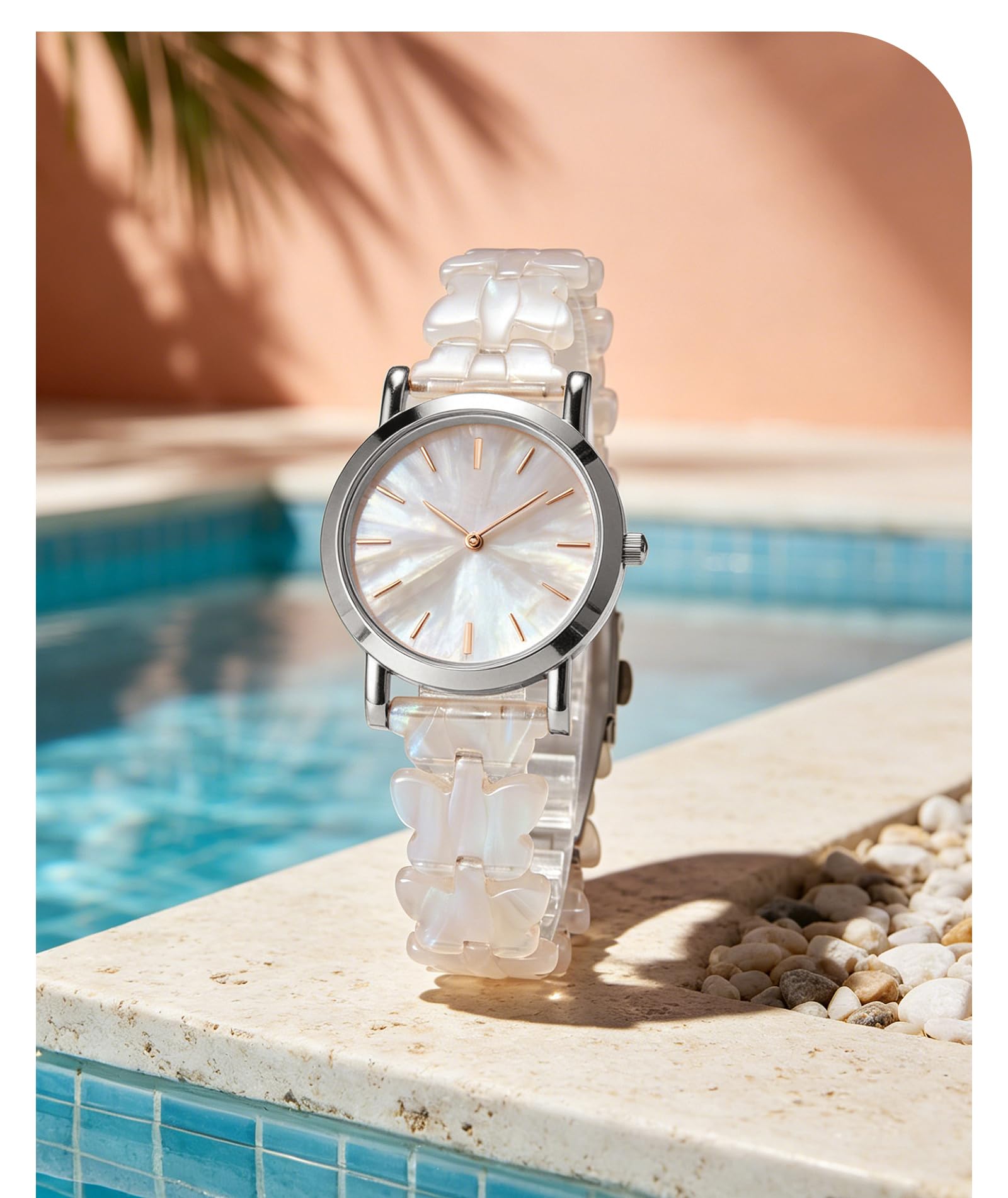 BINLUN Bracelets Montre en Résine 12mm 14mm 16mm 17mm 18mm 20mm 22mm Légers Dégagement Rapide Bracelet à Papillon Remplacement pour Montre Connectée Mode 6 Couleur Boucle Deployante Argenté/Or-Rose