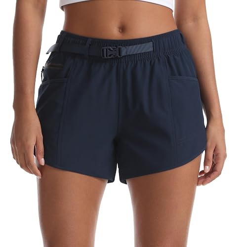 Women's Athletic Hiking Shorts with Liner Quick-Dry Workout Running Shorts