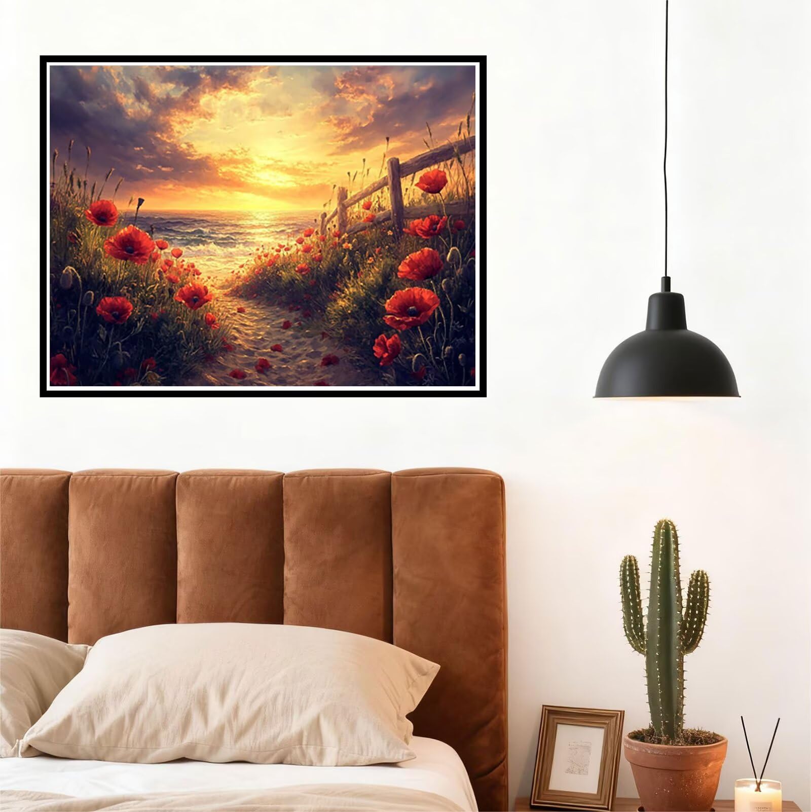Peinture Numero Adulte Coucher de Soleil Coloriage par Numero Adulte Mer DIY Paint by Numbers, avec Pinceaux Peinture Loisir Creatif Enfant Cadeau Femme, Pour Decoration Maison Murale 60x80cm H - 943