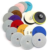 Vista 12 de Kit de 16 almohadillas de pulido de diamante húmedo y seco, almohadilla de lijado de diamante de 4 pulgadas, grano 30-6000 con placa de respaldo