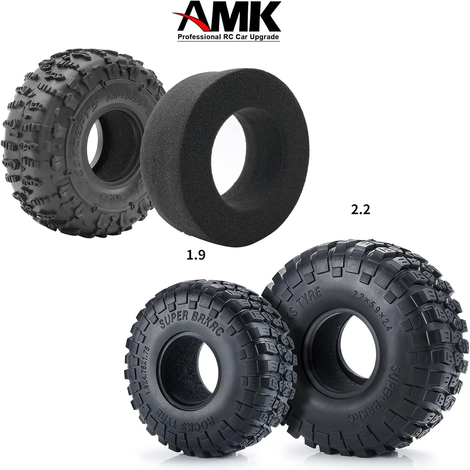 4pcs RC Crawler Tyre 2.2inch Rubber Tyres with Foam Inserts 67x150mm for 1/10 RC Crawler Car A-xial Wraith 90018 90048 RR10 SCX10 D90 T-raxxas TRX4 Wheel Tires