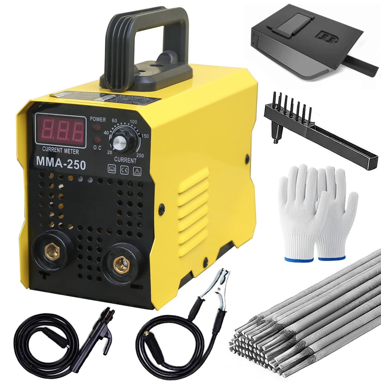 Spawarka o mocy 250 A z 50 prętami, ulepszona mini przenośna spawarka, spawarka inwertorowa IGBT z funkcją Hot Start Arc Force Anti-Stick, do samodzielnej naprawy spawarki łukowej w domu