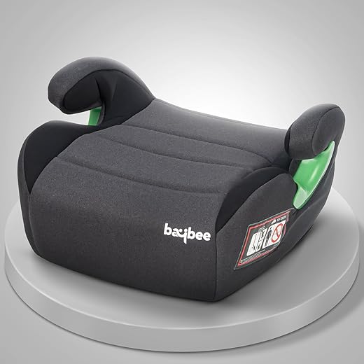 Baybee Booster Car Seat for Kids Aged 3 –12 Years Comfortable & Lightweight Travel Seat | Portable Child Safety Seat with Belt Guide for Cars (Grey)