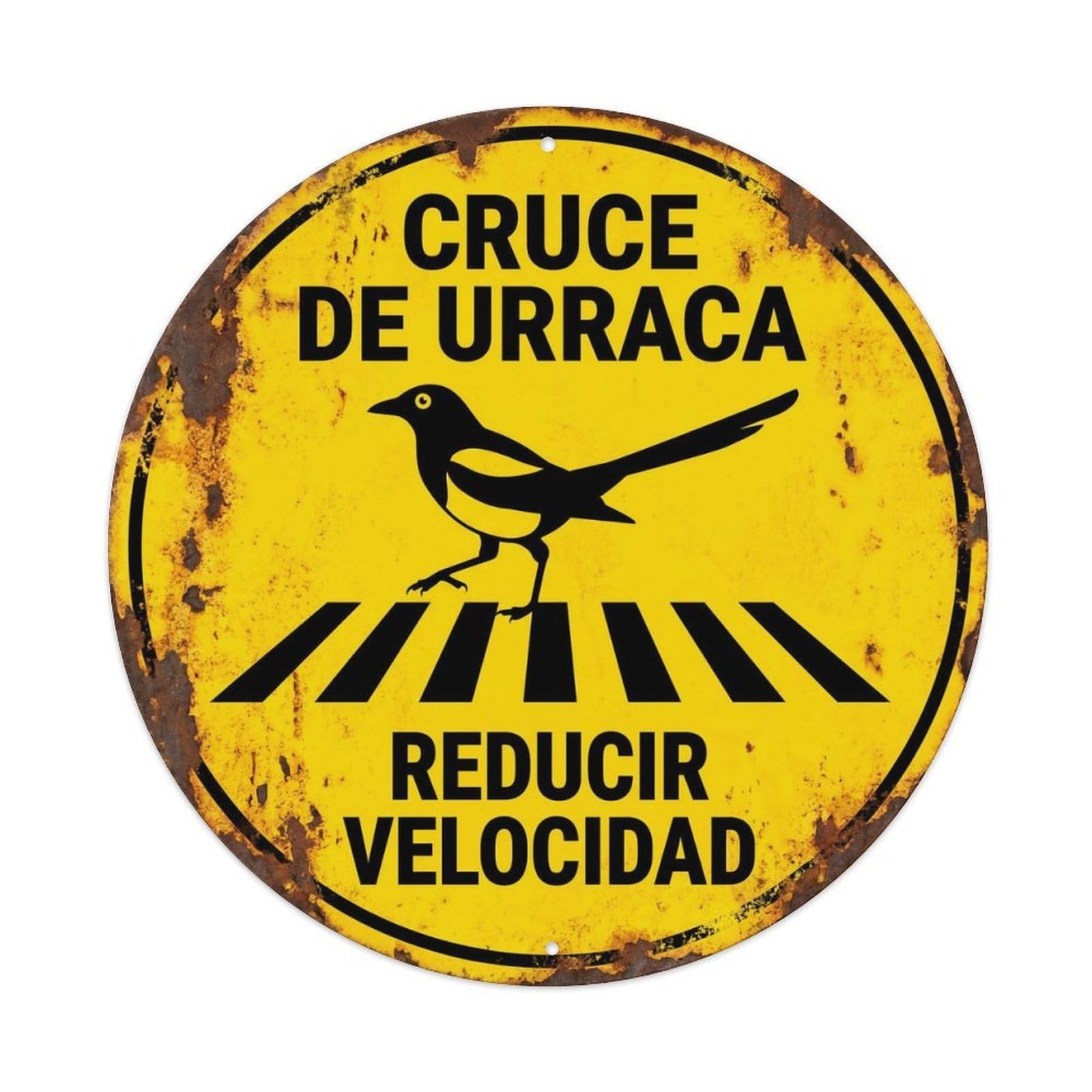 Metal Tin Sign Magpie Crossing Reducir Velocidad Antique