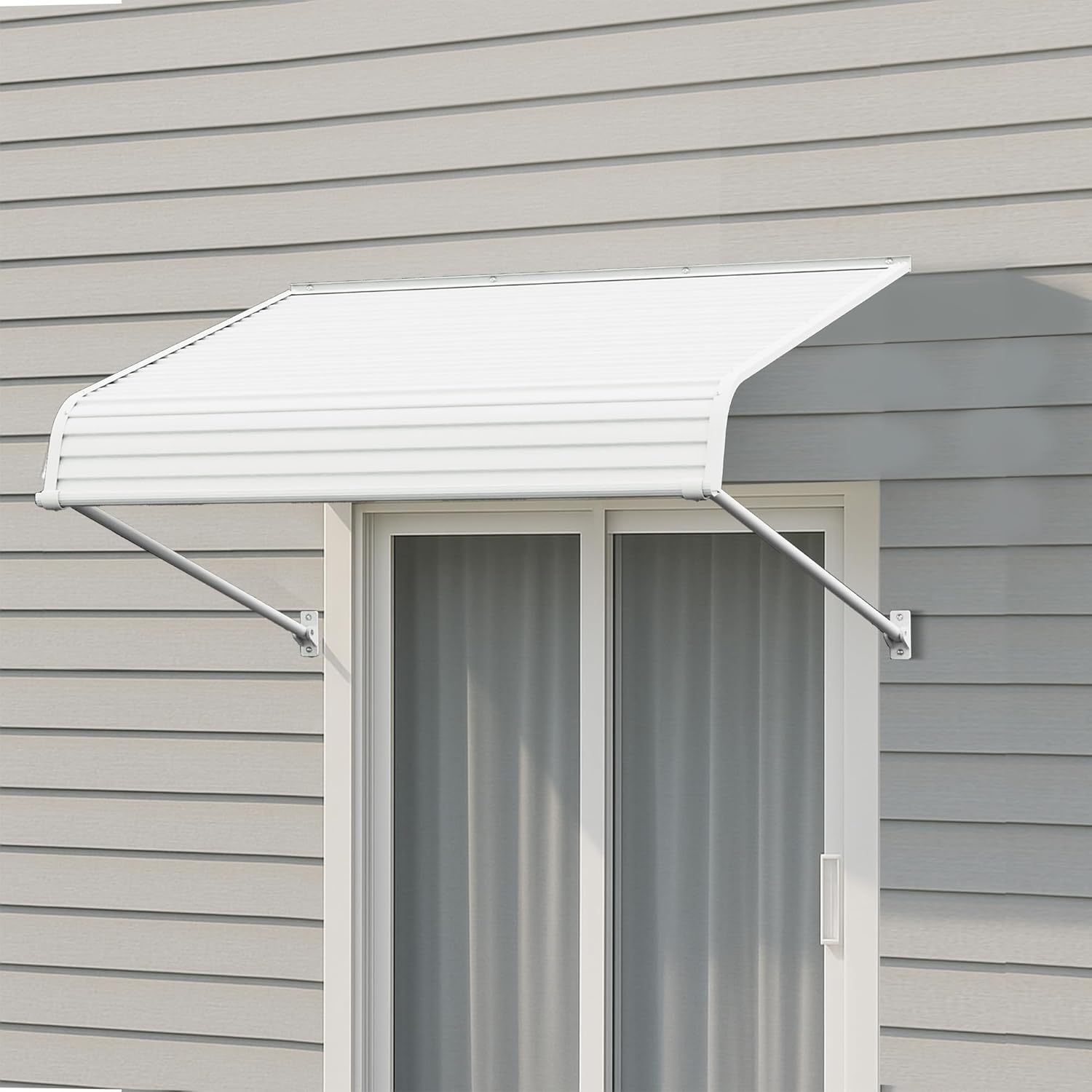 Kozyard WeatherShield PVC Awning W66'' x D40'' for Door Entrance - Durable Porch Awning for House - Exterior Door Canopy - Front-Door Awnings - Weather-Resistant